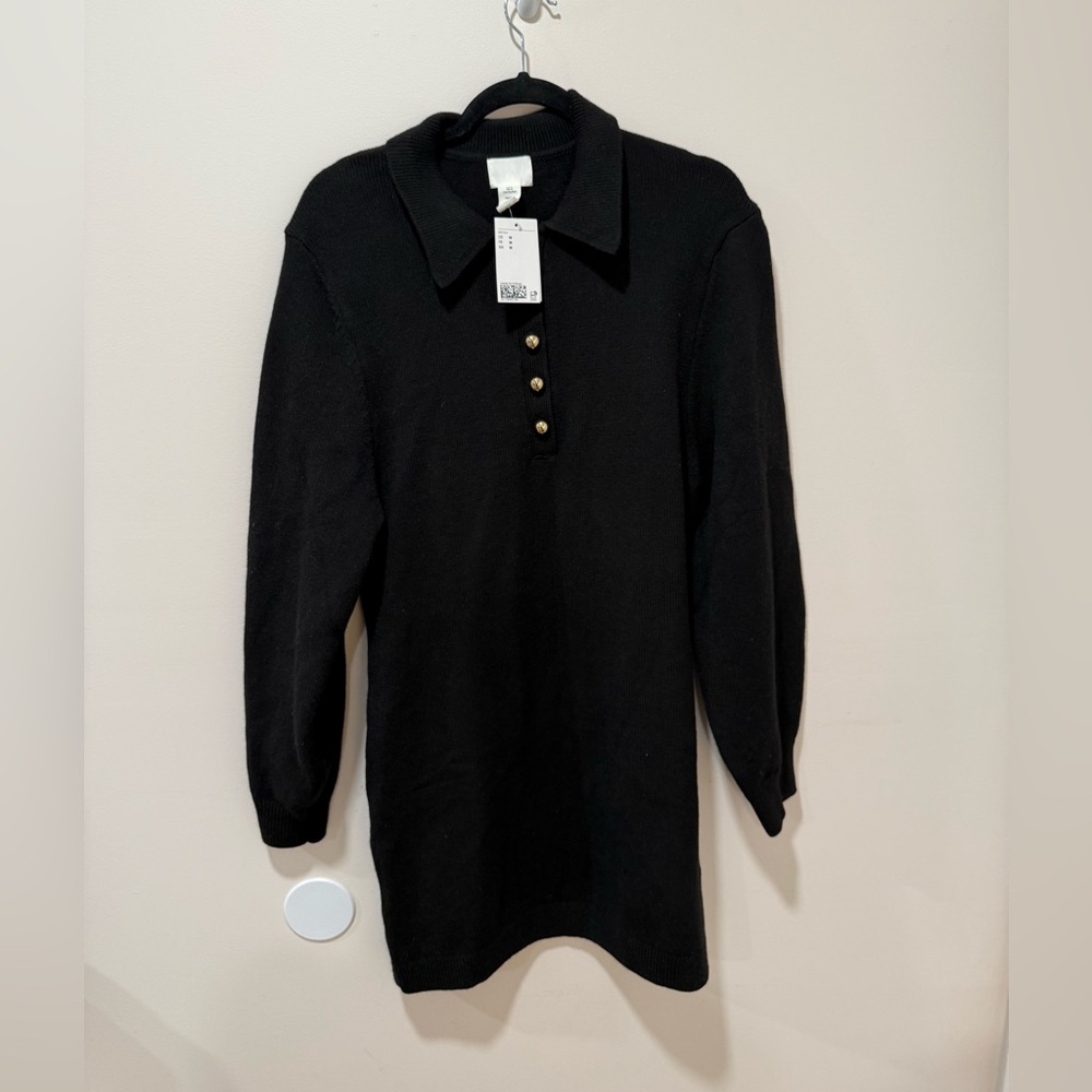 NWT H&M Black Sweater with Gold Accents Mini